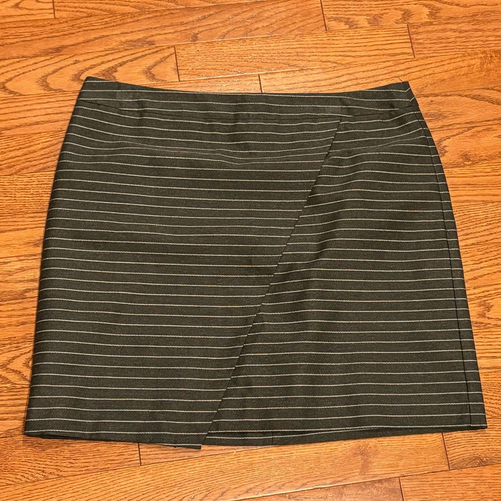 LOFT Charcoal Striped Mini Skirt